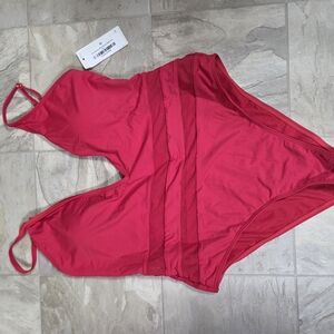 Red Women’s One-Piece Swimsuit - Classic Solid Design